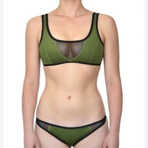 Hoaka mesh Ryu khaki swim top